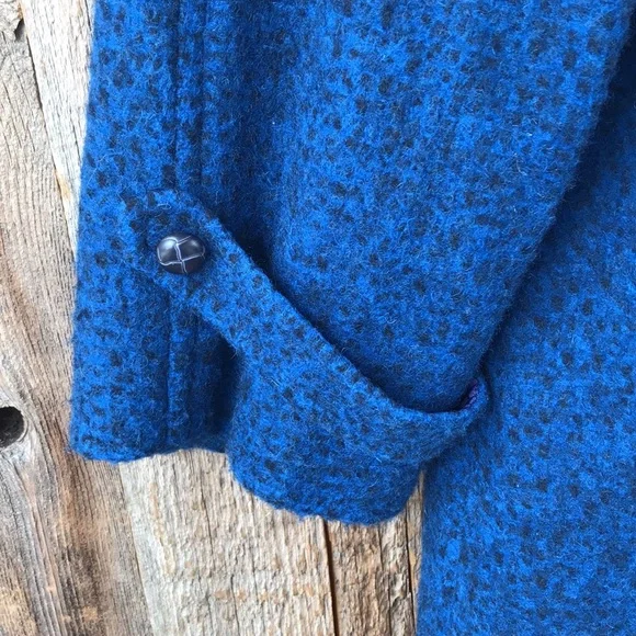 SOLD! VTG 70s Ferncroft 100% Wool Mottled Blue Overcoat, 11/12P, Union Made - Picture 3 of 9